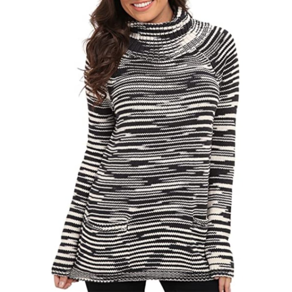 Lucky Brand Space Dye Cowl Cable Knit Pullover XL